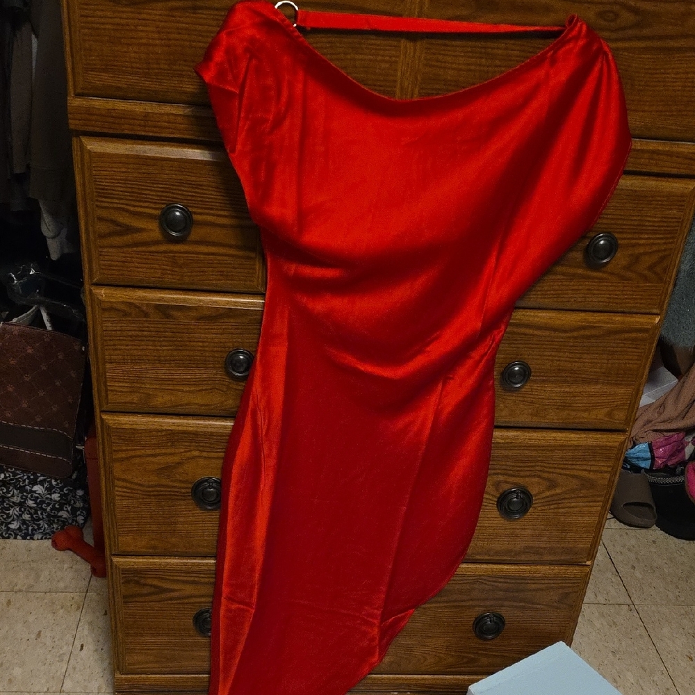 Elegant Red Satin Dress